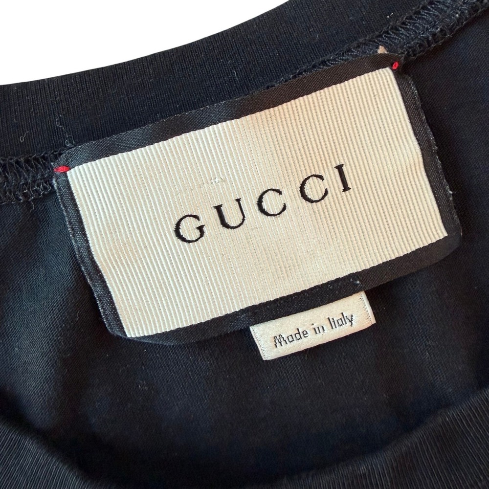 Gucci x Looney Tunes Bugs Bunny Guccy Sequin Logo Black T-Shirt Size M Italy - Picture 3 of 11